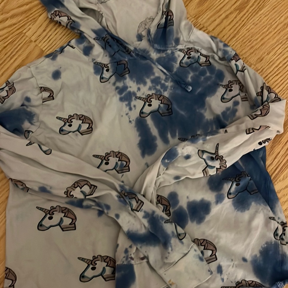 Cropped Tie Dye Unicorn Hoodie